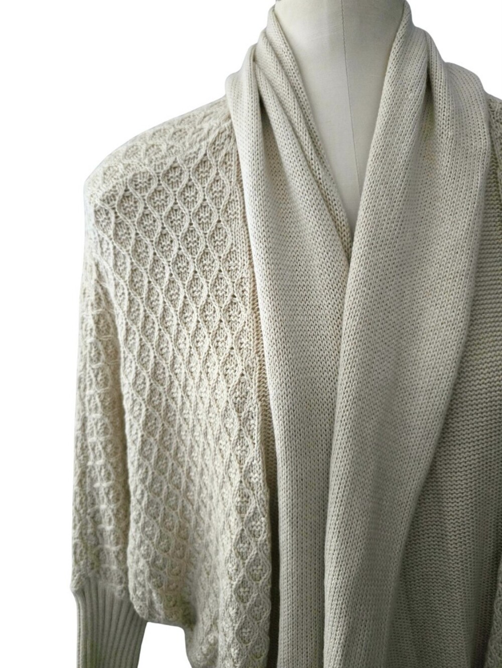 prAna Diamond Weave Sweater Duster Shawl Wrap Wool Blend Size Small Loungewear - Picture 3 of 8
